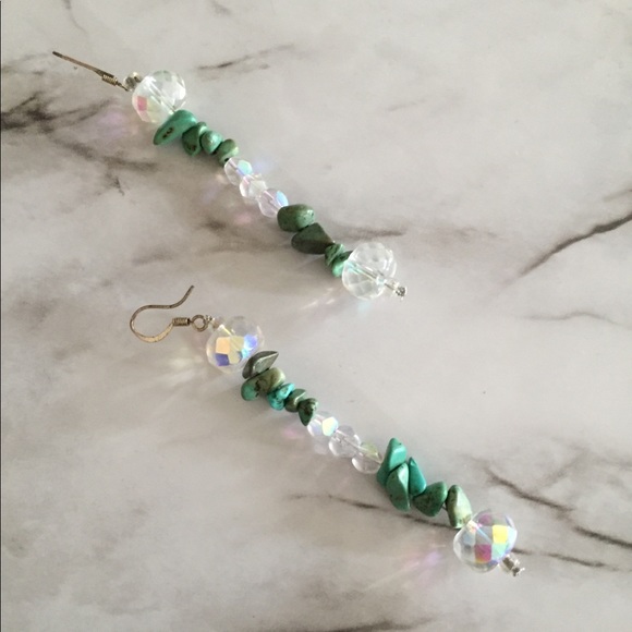 BKE Jewelry - Turquoise and Rainbow Crystal Dangle Earrings BKE Jewelry - Turquoise and Rainbow Crystal Dangle Earrings